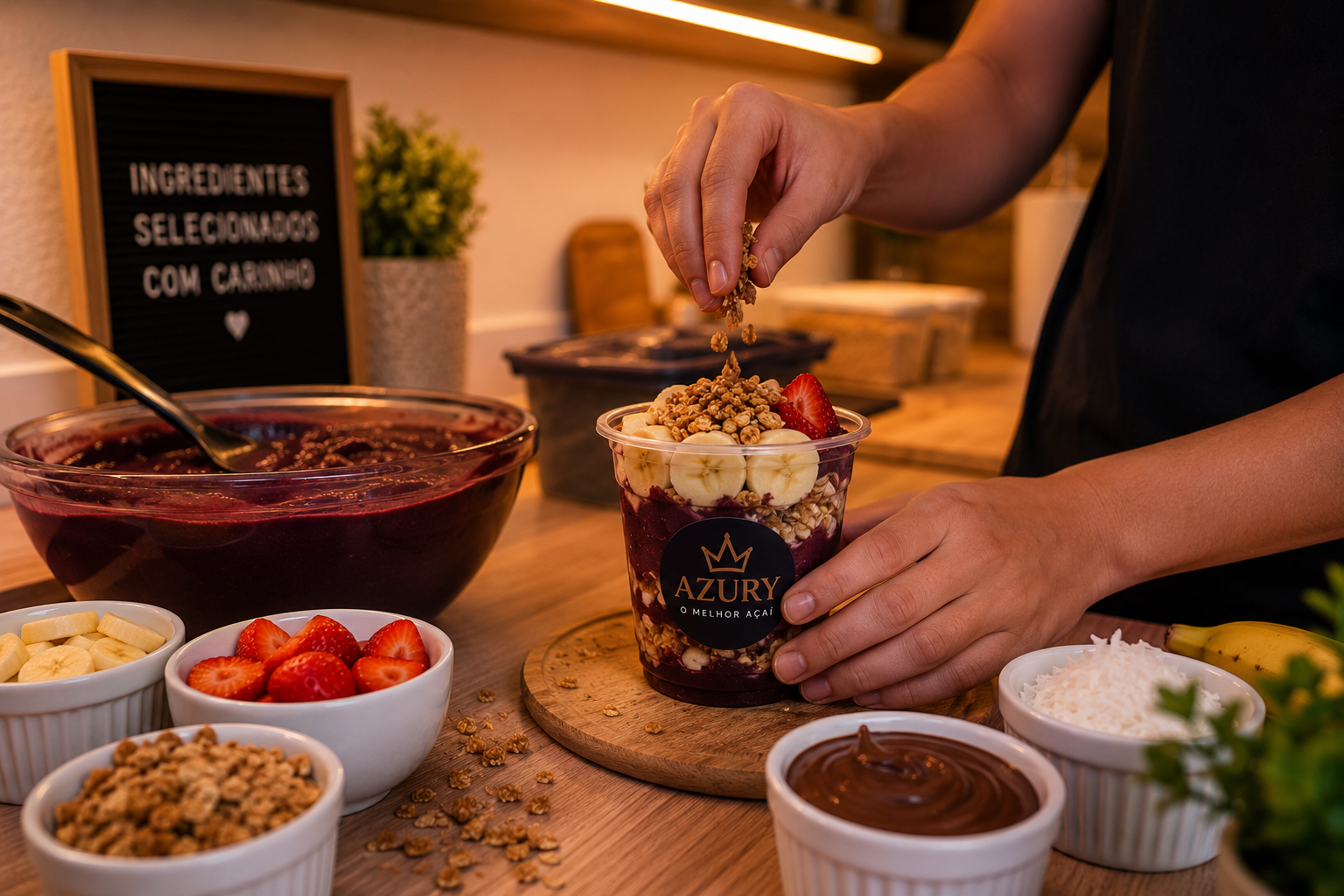 Preparação de um açaí Azury